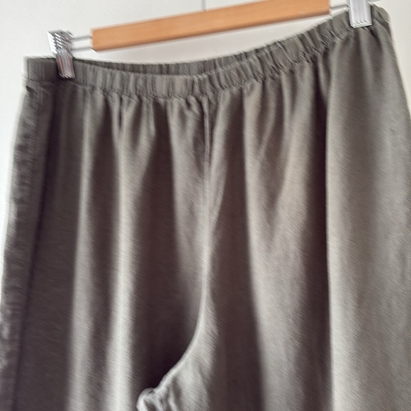 Heaven Lagenlook Wide Leg Cropped Linen Pants in Olive Green L - Picture 2 of 6
